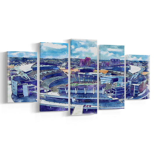 Bengals Football Stadium, Paul Brown Painting Stadium Watercolor, Sport Art, Mixed 5 Panel, Canvas Print Wall Art