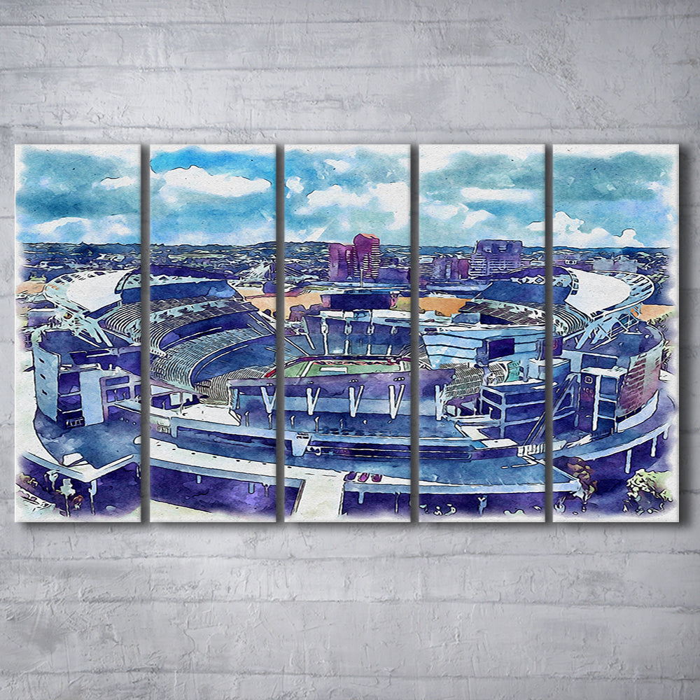 Bengals Football Stadium, Paul Brown Painting Stadium Watercolor, Sport Art, Extra Large Canvas Print Wall Art