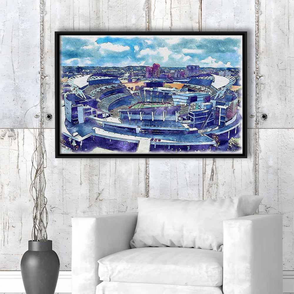 Bengals Football Stadium, Paul Brown Painting Stadium Watercolor, Sport Gift Art, Framed Canvas Print Wall Art