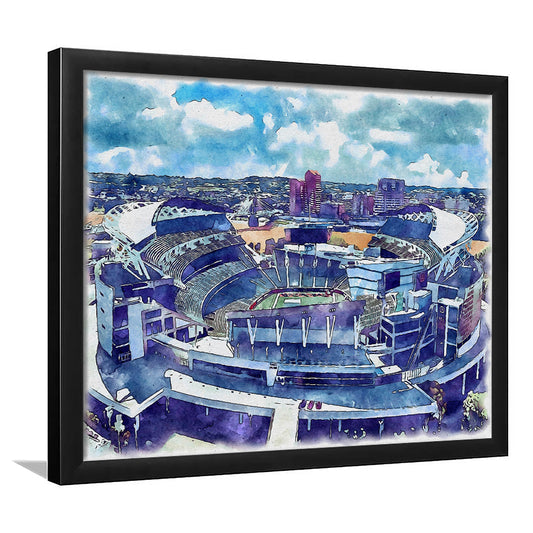 Bengals Football Stadium, Paul Brown Painting Stadium Watercolor, Sport Gift Art, Framed Art Print Wall Decor