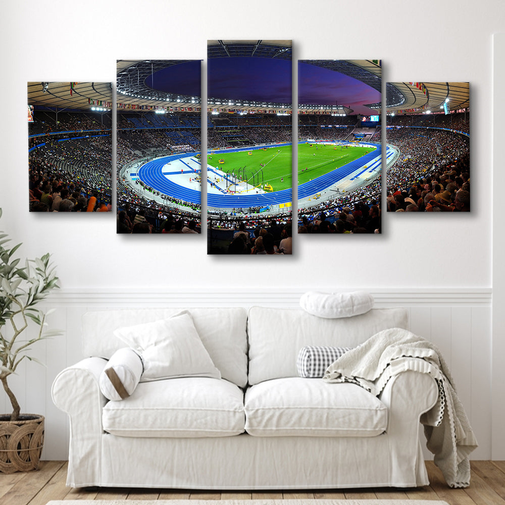 Berliner Olympiastadion Night, Stadium Canvas, Sport Art, Gift for him, 5 Panel, Large Canvas, Canvas Print Wall Art
