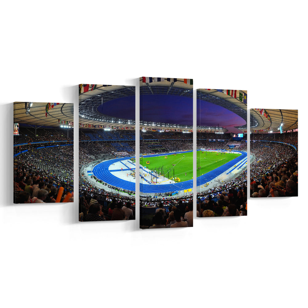 Berliner Olympiastadion Night, Stadium Canvas, Sport Art, Gift for him, 5 Panel, Large Canvas, Canvas Print Wall Art