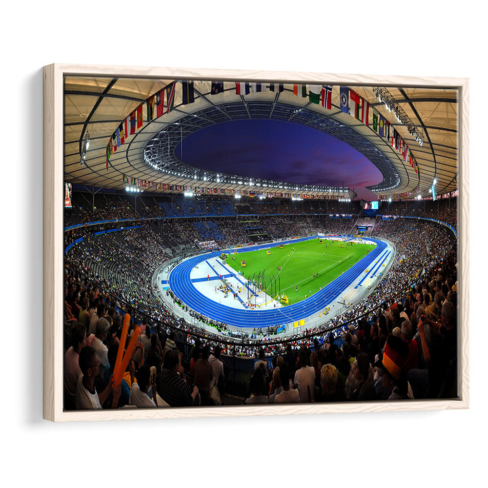 Berliner Olympiastadion Night, Stadium Canvas, Sport Art, Framed Canvas Print Wall Art, Floating Frame