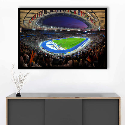 Berliner Olympiastadion Night, Stadium Canvas, Sport Art, Gift for him, Framed Art Print Wall Decor, Picture Framed