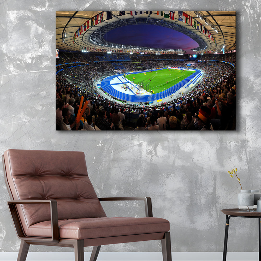 Berliner Olympiastadion Night, Stadium Canvas, Sport Art, Gift for him, Man Cave Decor, Art Print, Canvas Print Wall Art