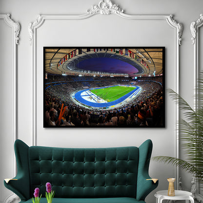 Berliner Olympiastadion Night, Stadium Canvas, Sport Art, Gift for him, Framed Art Print Wall Decor, Picture Framed