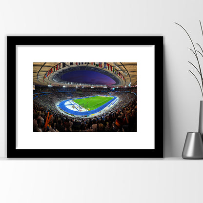 Berliner Olympiastadion Night, Stadium Canvas, Sport Art, Gift for him, White Border Framed Art Print Wall Decor