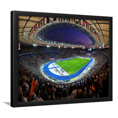 Berliner Olympiastadion Night, Stadium Canvas, Sport Art, Gift for him, Framed Art Print Wall Decor, Picture Framed