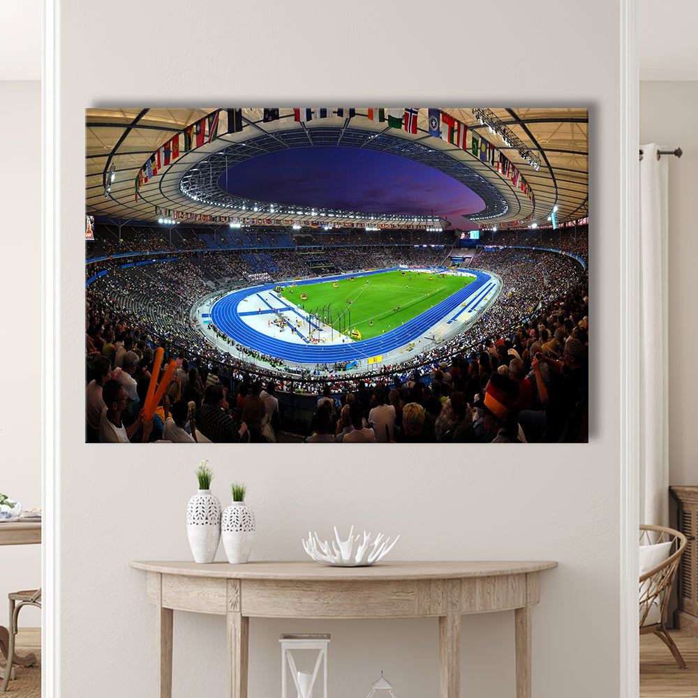 Berliner Olympiastadion Night, Stadium Canvas, Sport Art, Gift for him, Man Cave Decor, Art Print, Canvas Print Wall Art