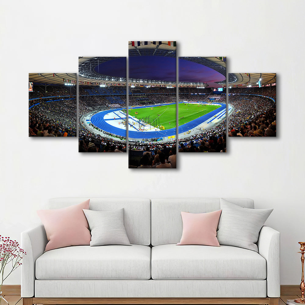 Berliner Olympiastadion Night, Stadium Canvas, Sport Art, Gift for him, 5 Panel, Large Canvas, Canvas Print Wall Art