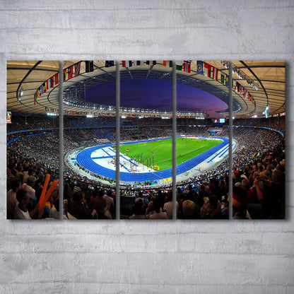 Berliner Olympiastadion Night, Stadium Canvas, Sport Art, 5 Panel B, Extra Large Canvas, Canvas Print Wall Art