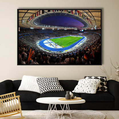 Berliner Olympiastadion Night, Stadium Canvas, Sport Art, Framed Canvas Print Wall Art, Floating Frame