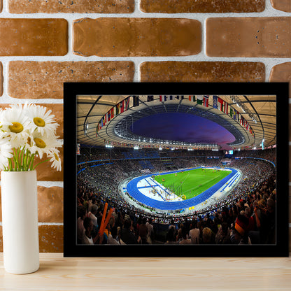 Berliner Olympiastadion Night, Stadium Canvas, Sport Art, Gift for him, Framed Art Print Wall Decor, Picture Framed