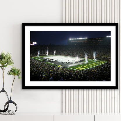 Big Chill in Michigan, Stadium Canvas, Sport Art, Gift for him, White Border Framed Art Print Wall Decor