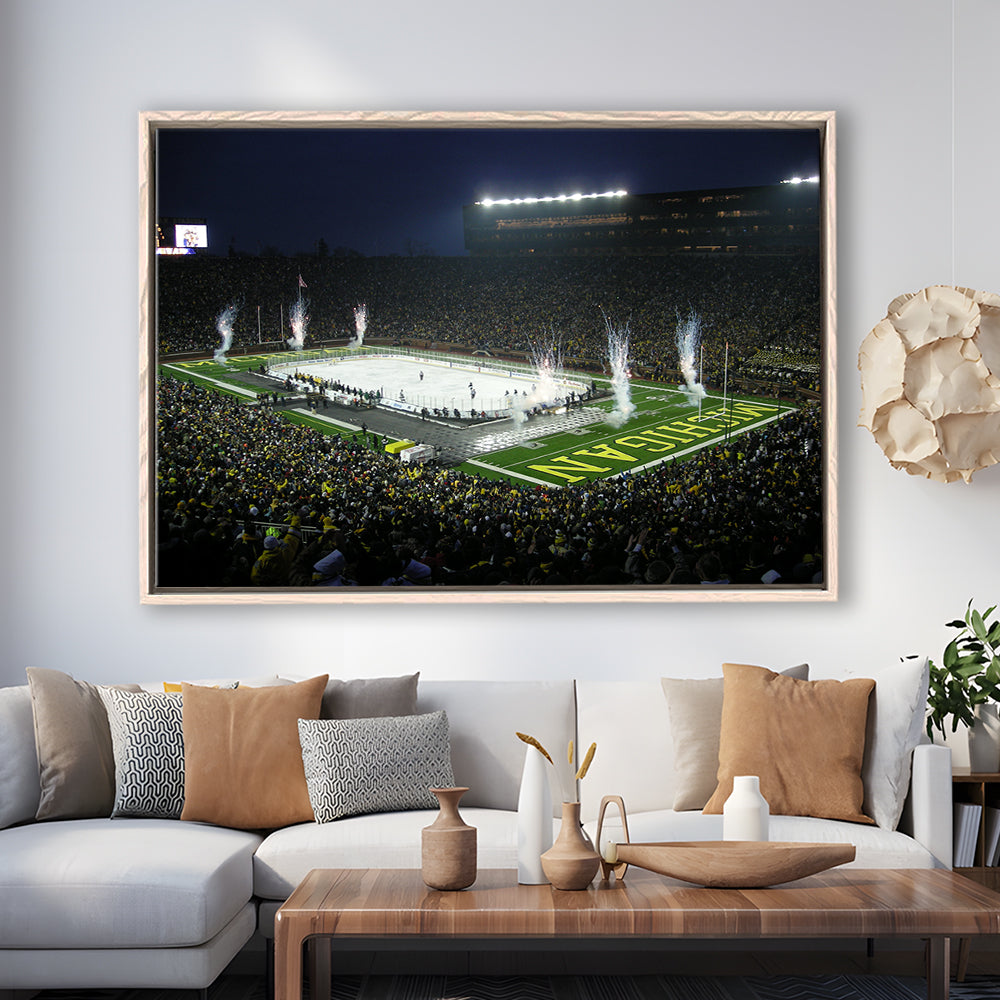 Big Chill in Michigan, Stadium Canvas, Sport Art, Framed Canvas Print Wall Art, Floating Frame