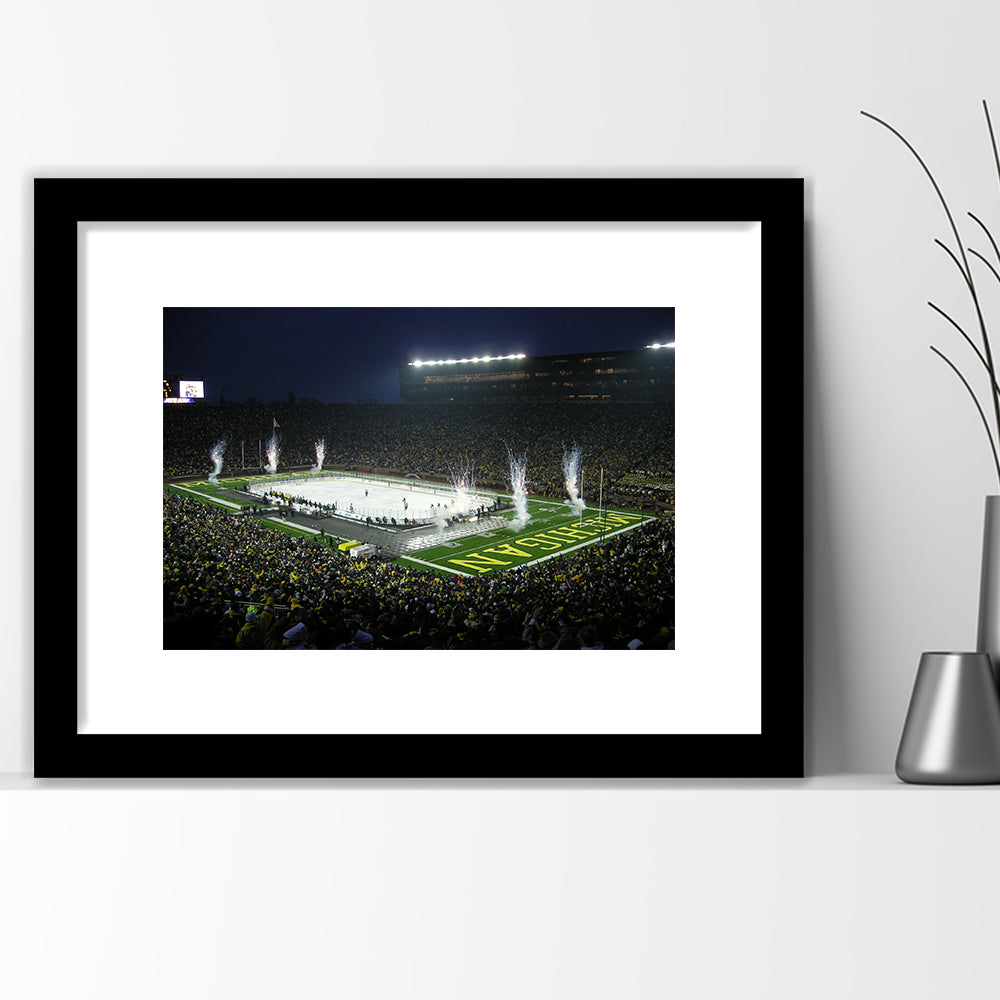 Big Chill in Michigan, Stadium Canvas, Sport Art, Gift for him, White Border Framed Art Print Wall Decor