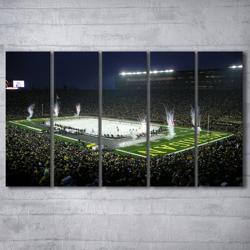 Big Chill in Michigan, Stadium Canvas, Sport Art, 5 Panel B, Extra Large Canvas, Canvas Print Wall Art