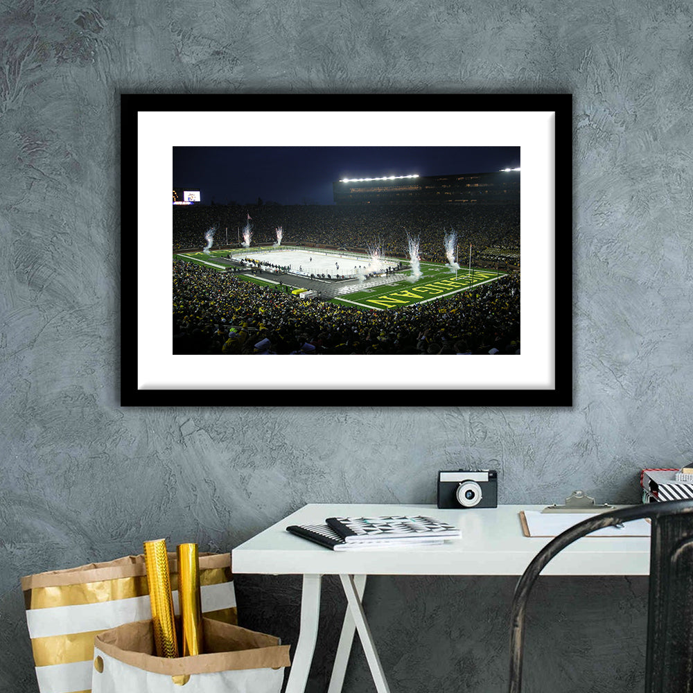 Big Chill in Michigan, Stadium Canvas, Sport Art, Gift for him, White Border Framed Art Print Wall Decor