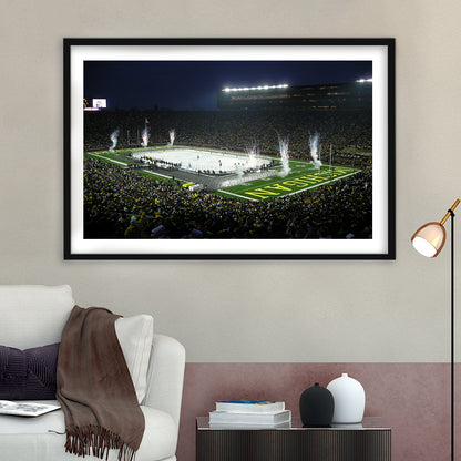 Big Chill in Michigan, Stadium Canvas, Sport Art, Gift for him, White Border Framed Art Print Wall Decor