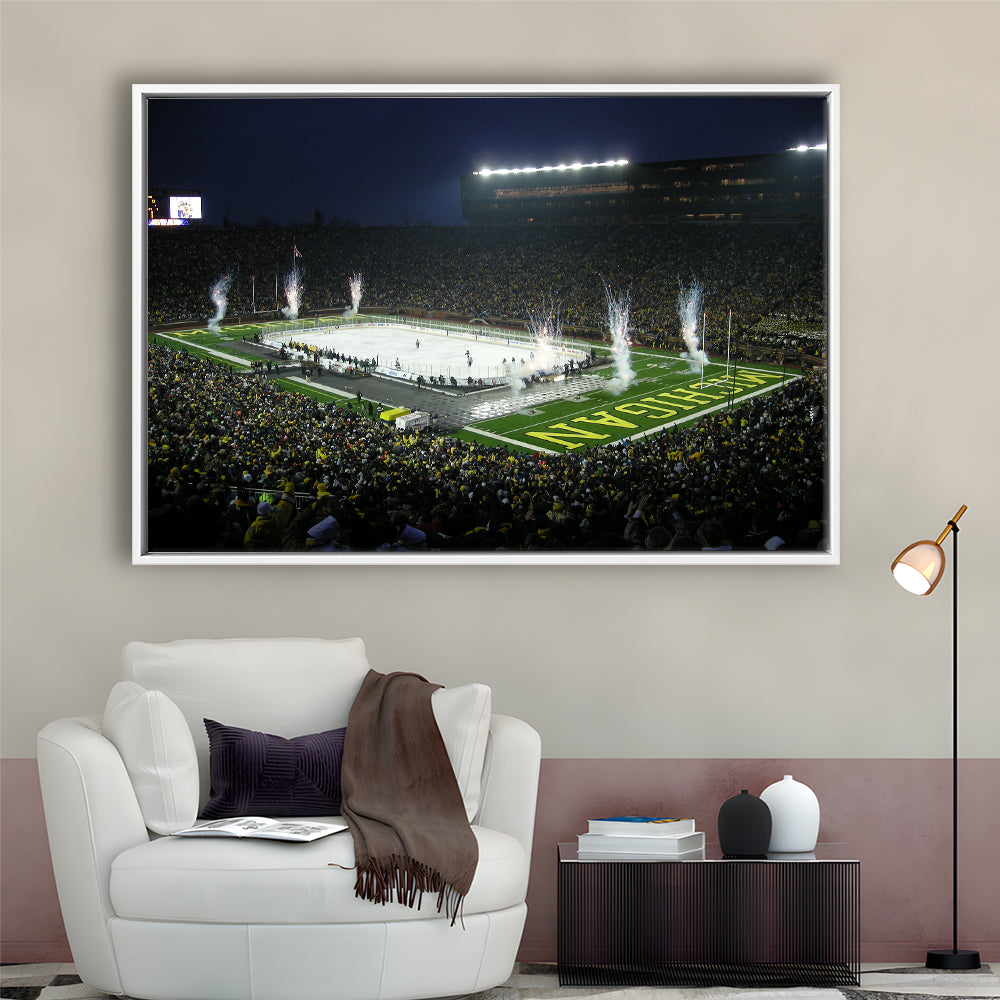 Big Chill in Michigan, Stadium Canvas, Sport Art, Framed Canvas Print Wall Art, Floating Frame