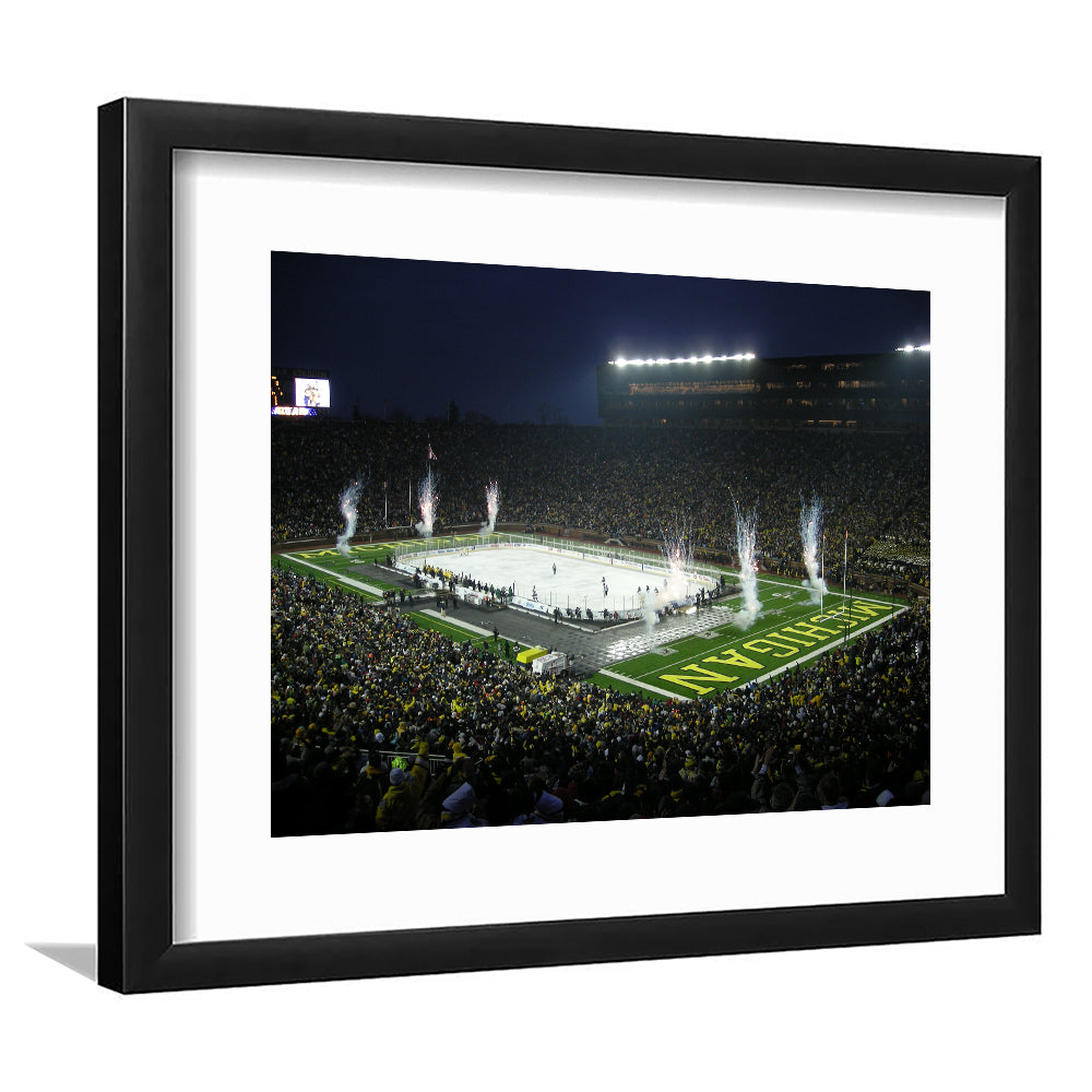 Big Chill in Michigan, Stadium Canvas, Sport Art, Gift for him, White Border Framed Art Print Wall Decor