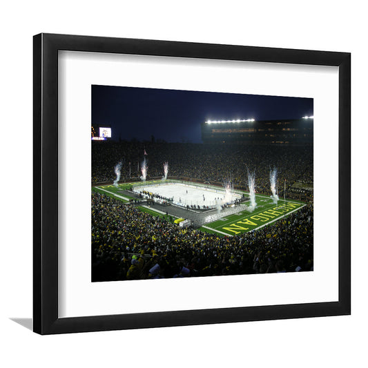 Big Chill in Michigan, Stadium Canvas, Sport Art, Gift for him, White Border Framed Art Print Wall Decor