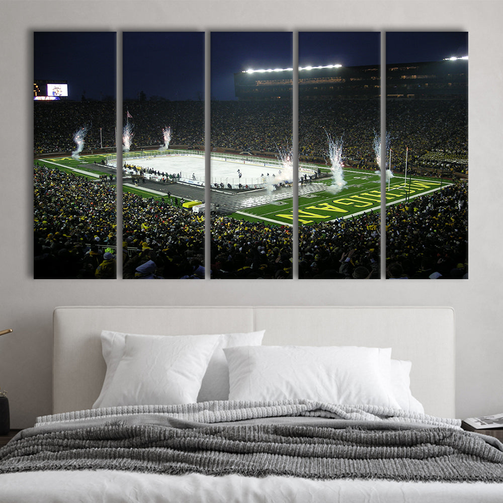 Big Chill in Michigan, Stadium Canvas, Sport Art, 5 Panel B, Extra Large Canvas, Canvas Print Wall Art