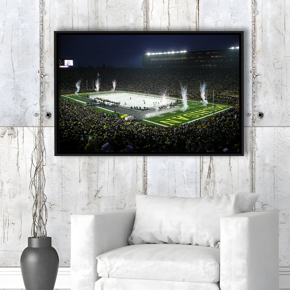 Big Chill in Michigan, Stadium Canvas, Sport Art, Framed Canvas Print Wall Art, Floating Frame