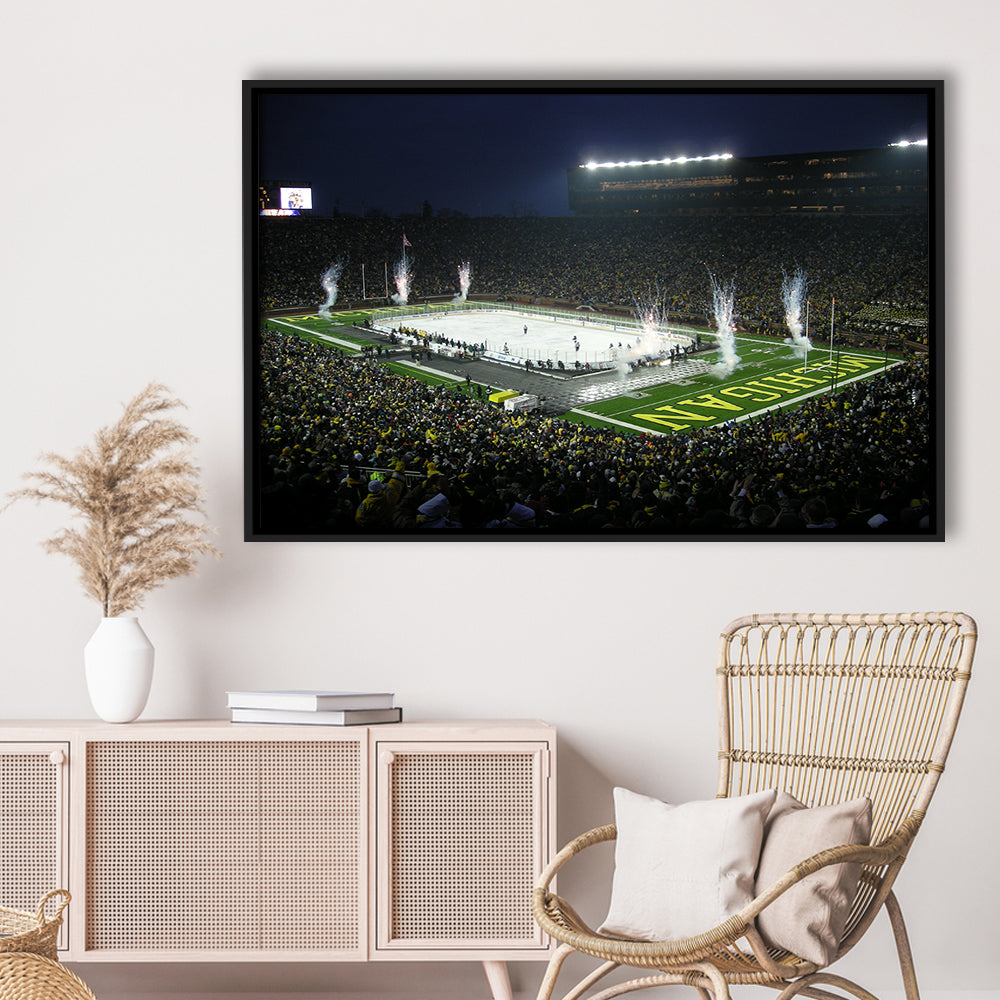 Big Chill in Michigan, Stadium Canvas, Sport Art, Framed Canvas Print Wall Art, Floating Frame