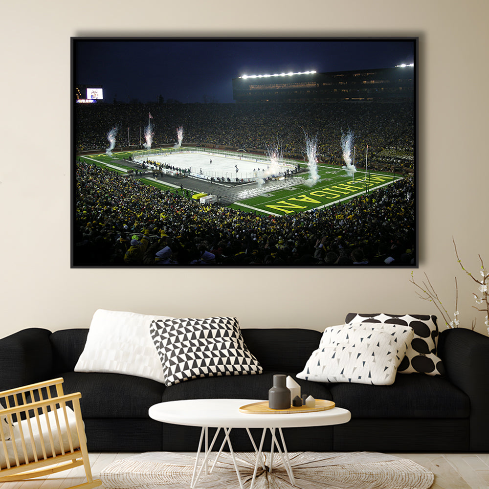 Big Chill in Michigan, Stadium Canvas, Sport Art, Framed Canvas Print Wall Art, Floating Frame