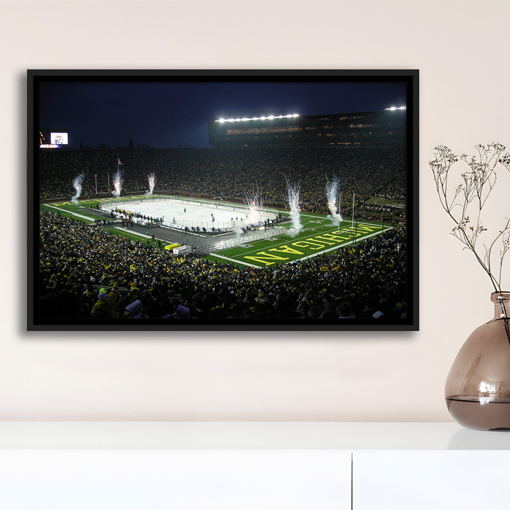 Big Chill in Michigan, Stadium Canvas, Sport Art, Framed Canvas Print Wall Art, Floating Frame
