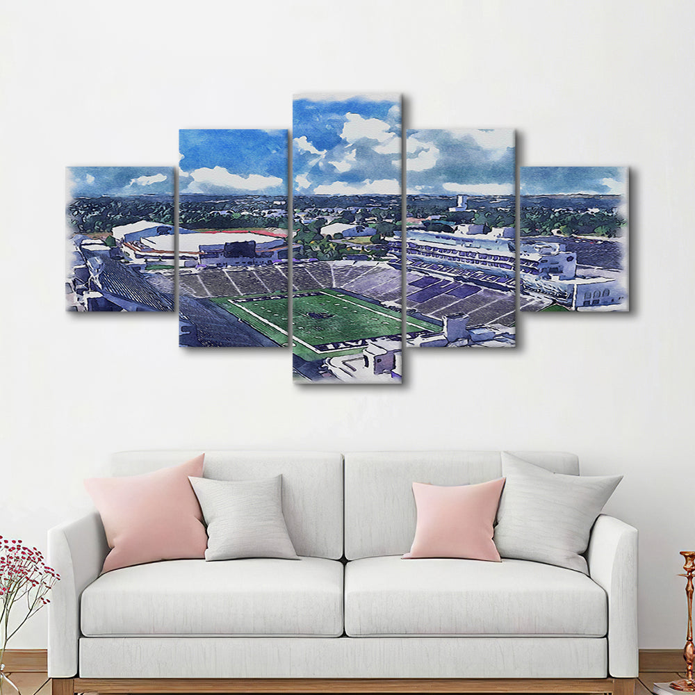 Bill Snyder Family Football Stadium, Kansas State Painting Stadium, Sport Art, Mixed 5 Panel, Canvas Print Wall Art