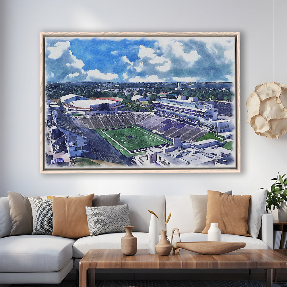 Bill Snyder Family Football Stadium, Kansas State Painting Stadium, Sport Gift Art, Framed Canvas Print Wall Art