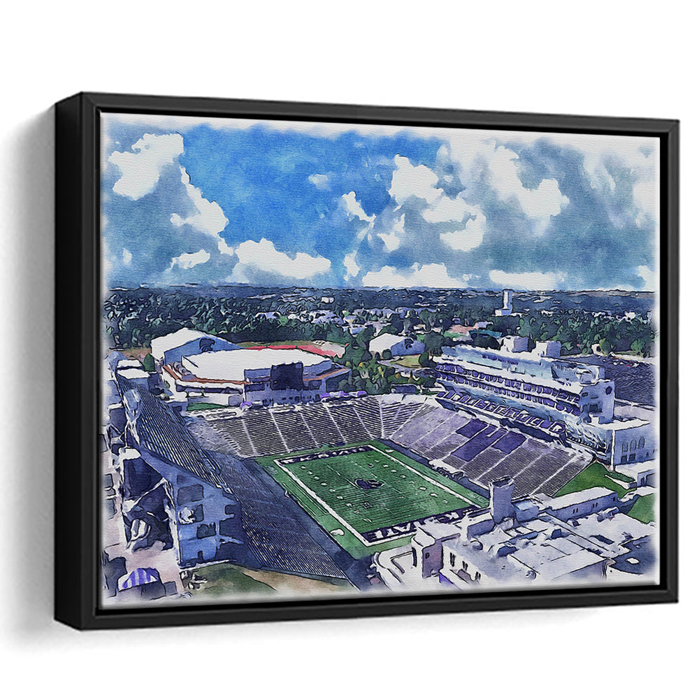 Bill Snyder Family Football Stadium, Kansas State Painting Stadium, Sport Gift Art, Framed Canvas Print Wall Art