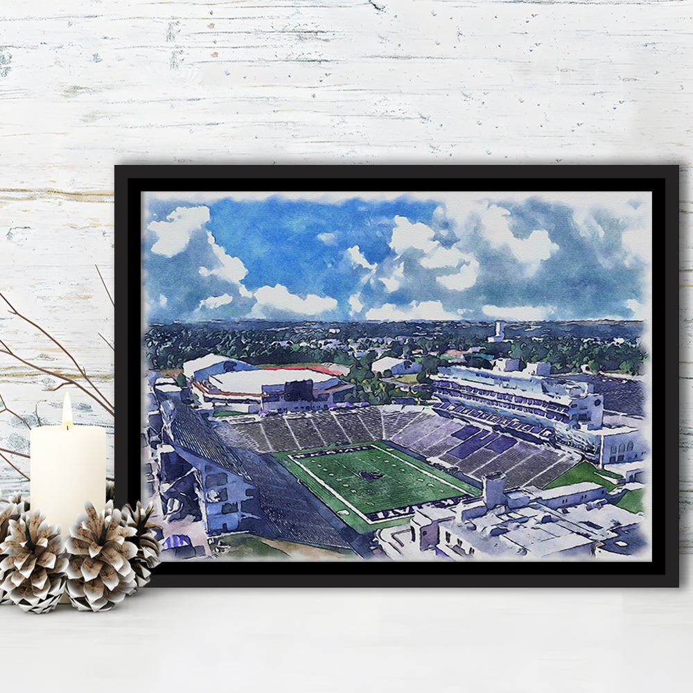 Bill Snyder Family Football Stadium, Kansas State Painting Stadium, Sport Gift Art, Framed Canvas Print Wall Art