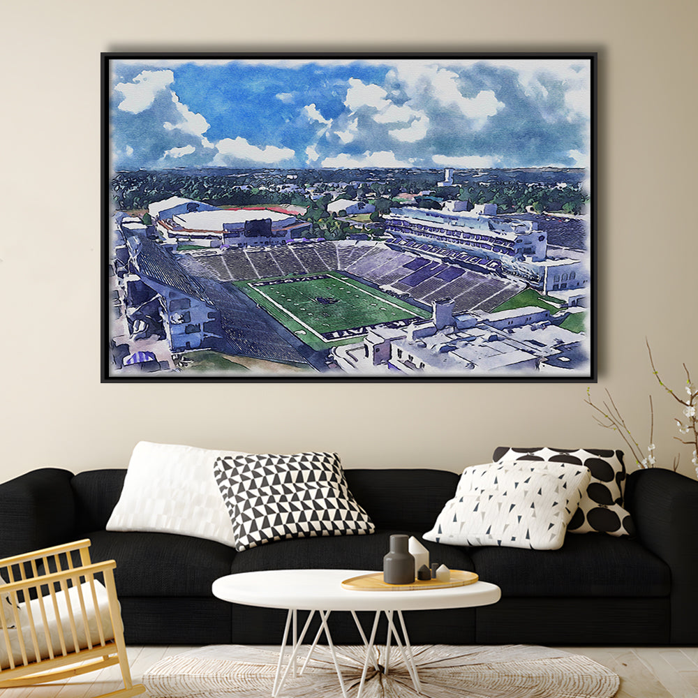 Bill Snyder Family Football Stadium, Kansas State Painting Stadium, Sport Gift Art, Framed Canvas Print Wall Art