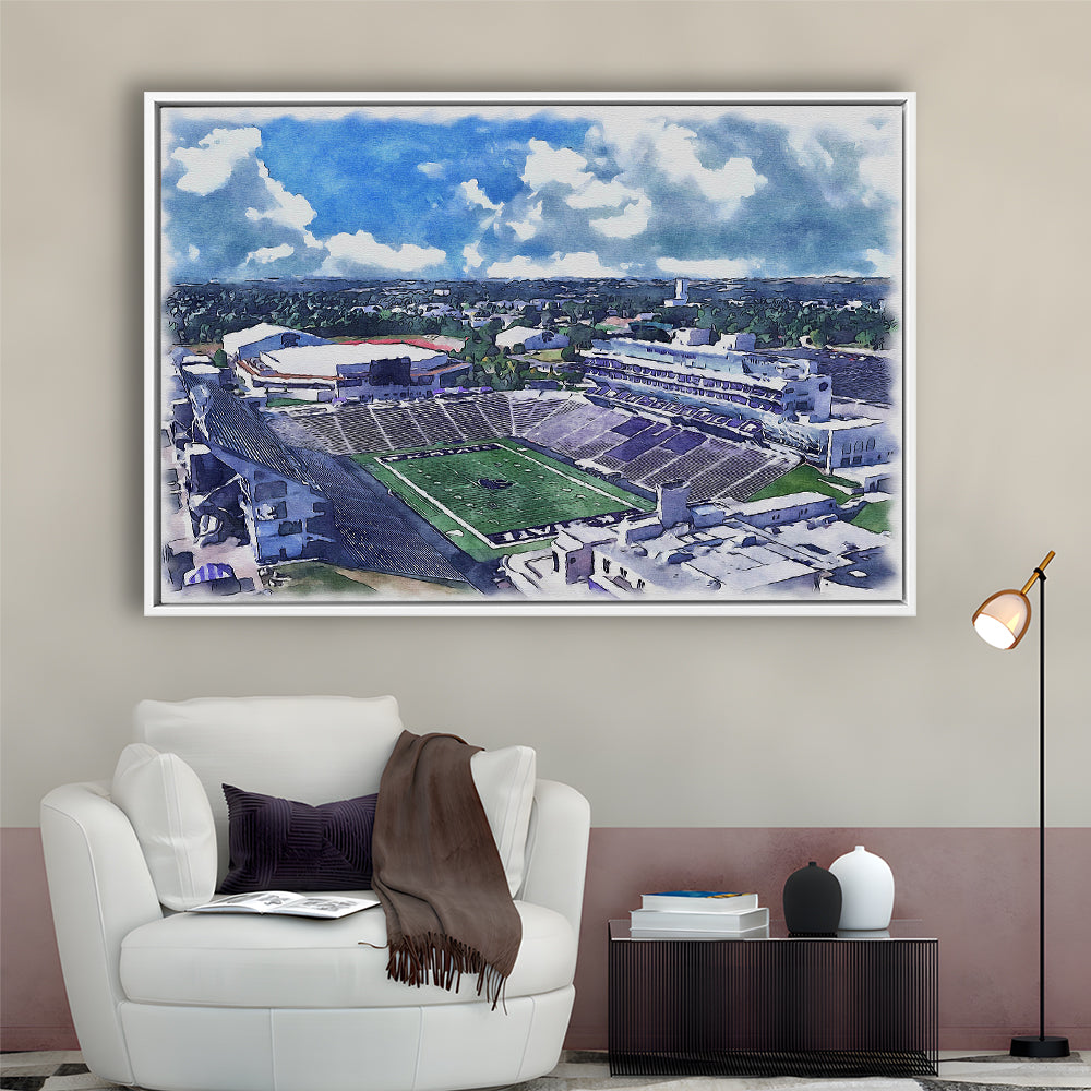 Bill Snyder Family Football Stadium, Kansas State Painting Stadium, Sport Gift Art, Framed Canvas Print Wall Art