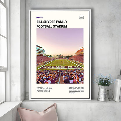 Bill Snyder Family Stadium Print, Kansas State Wildcats Stadium Canvas Art, Man Cave Gift, Floating Framed Canvas Print