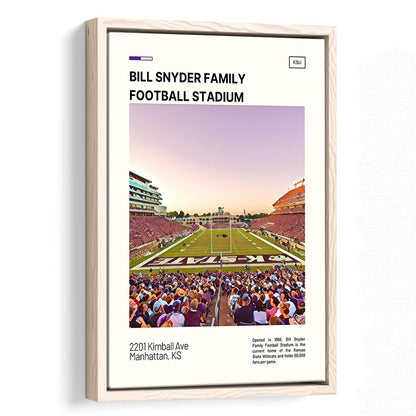 Bill Snyder Family Stadium Print, Kansas State Wildcats Stadium Canvas Art, Man Cave Gift, Floating Framed Canvas Print