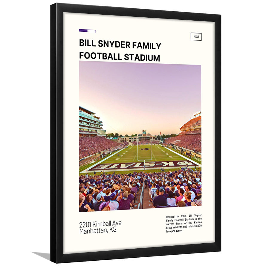 Bill Snyder Family Stadium Print, Kansas Wildcats Stadium Art, Gifts for him, Sport Art, Framed Art Print Wall Decor