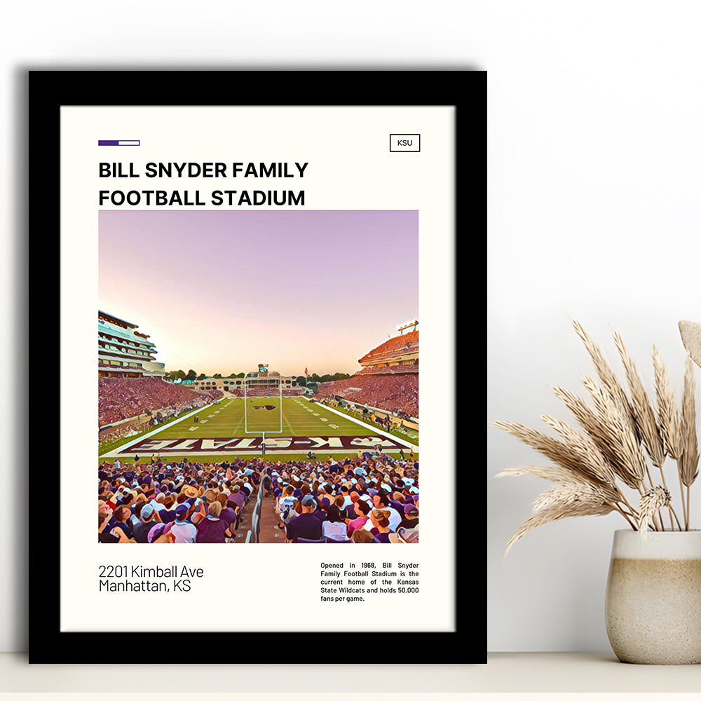 Bill Snyder Family Stadium Print, Kansas Wildcats Stadium Art, Gifts for him, Sport Art, Framed Art Print Wall Decor