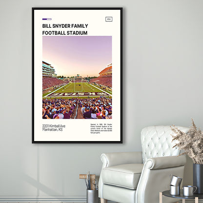 Bill Snyder Family Stadium Print, Kansas State Wildcats Stadium Canvas Art, Man Cave Gift, Floating Framed Canvas Print