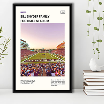 Bill Snyder Family Stadium Print, Kansas State Wildcats Stadium Canvas Art, Man Cave Gift, Floating Framed Canvas Print