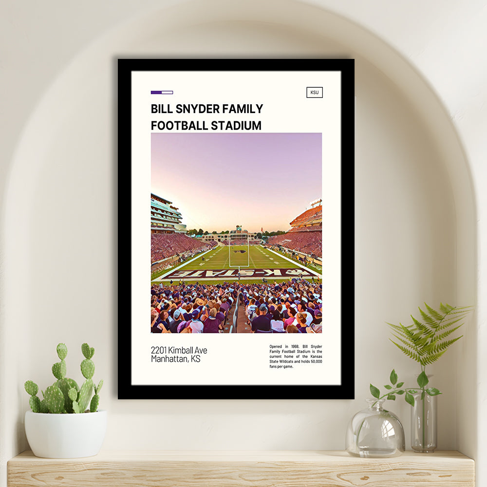 Bill Snyder Family Stadium Print, Kansas Wildcats Stadium Art, Gifts for him, Sport Art, Framed Art Print Wall Decor