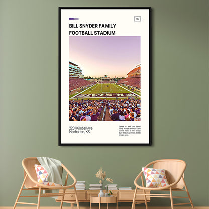 Bill Snyder Family Stadium Print, Kansas State Wildcats Stadium Canvas Art, Man Cave Gift, Floating Framed Canvas Print