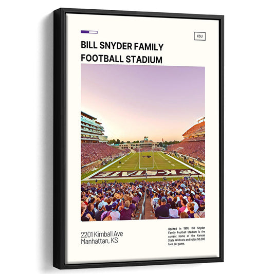 Bill Snyder Family Stadium Print, Kansas State Wildcats Stadium Canvas Art, Man Cave Gift, Floating Framed Canvas Print