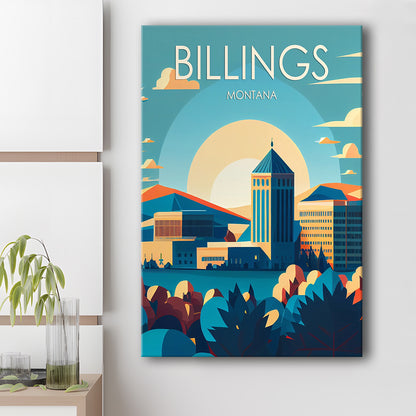 Billings Montana Retro Art Print, Billings City Wall Art, Canvas Print, Painting Canvas, Living Room Decor
