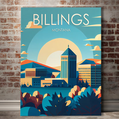 Billings Montana Retro Art Print, Billings City Wall Art, Canvas Print, Painting Canvas, Living Room Decor