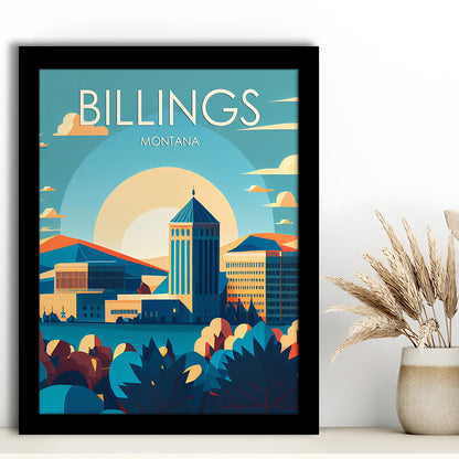 Billings Montana Retro Art Print, Billings City Wall Art, Framed Art Print, Picture Framed, Painting Art