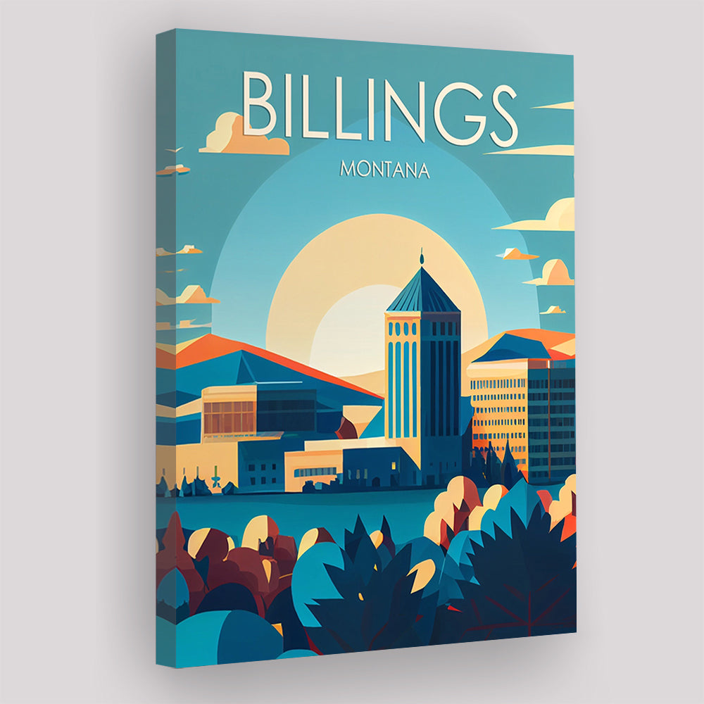 Billings Montana Retro Art Print, Billings City Wall Art, Canvas Print, Painting Canvas, Living Room Decor
